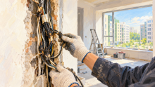 BI Group flat owner in Astana discovered blackened wiring in the wall