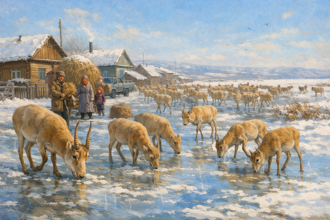 Сайгаки в населенных пунктах 