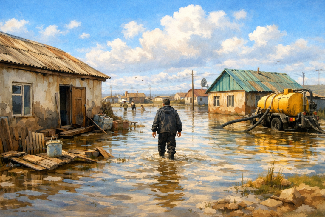 Жители села Атамекен в Мангистау покидают дома из-за грунтовых вод