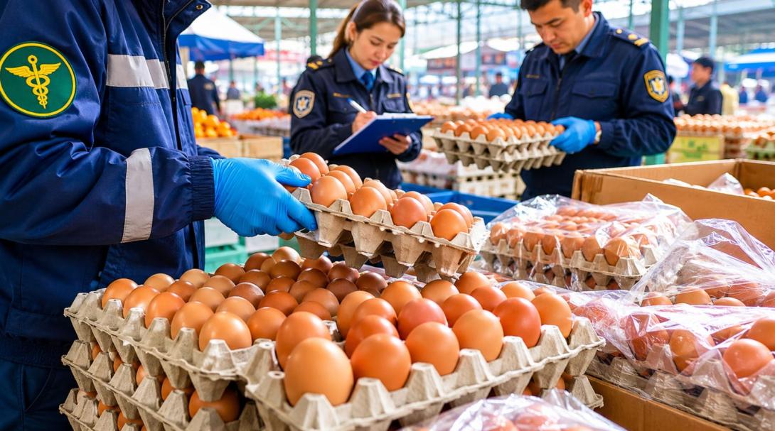 Рейд на рынке Алматы выявил 13 тысяч незаконно ввезённых куриных яиц