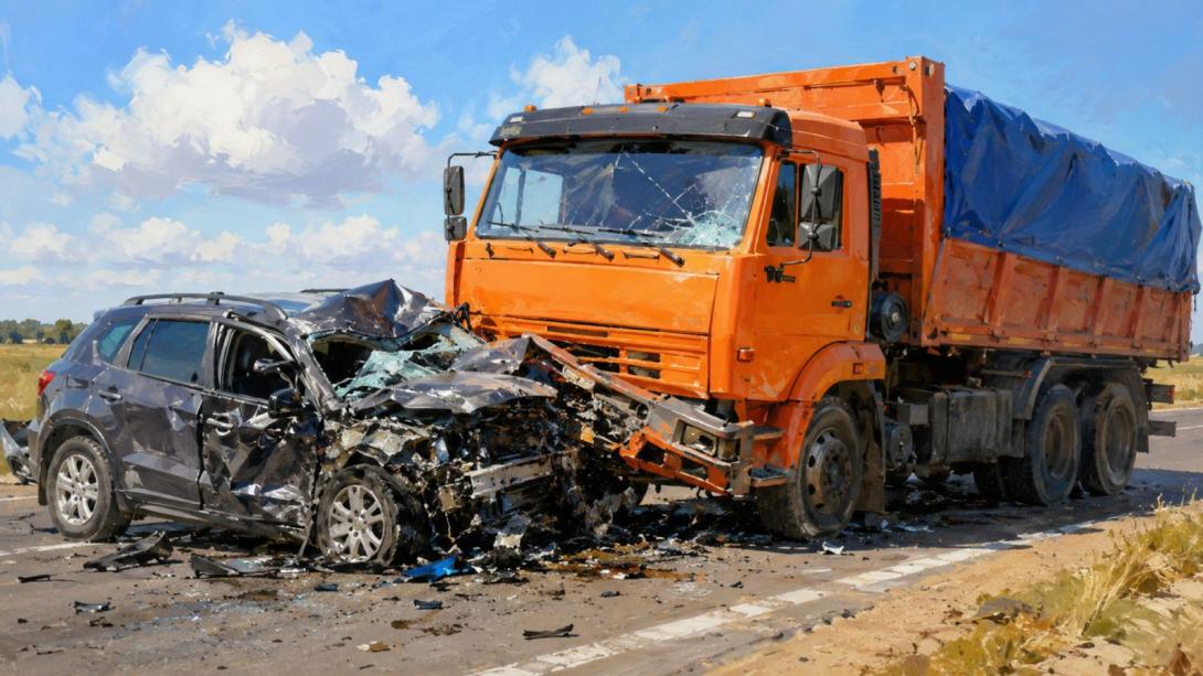 КамАЗ со взрывчаткой попал в ДТП в Акмолинской области