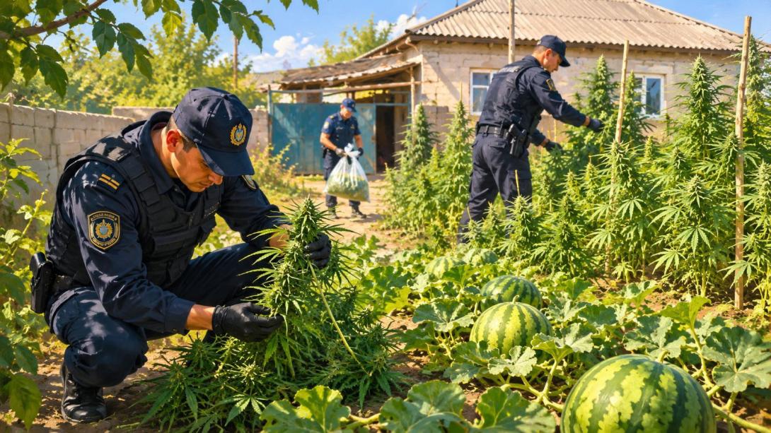 Полиция Шымкента изъяла 330 кг наркотиков и около 130 кустов каннабиса из частного дома