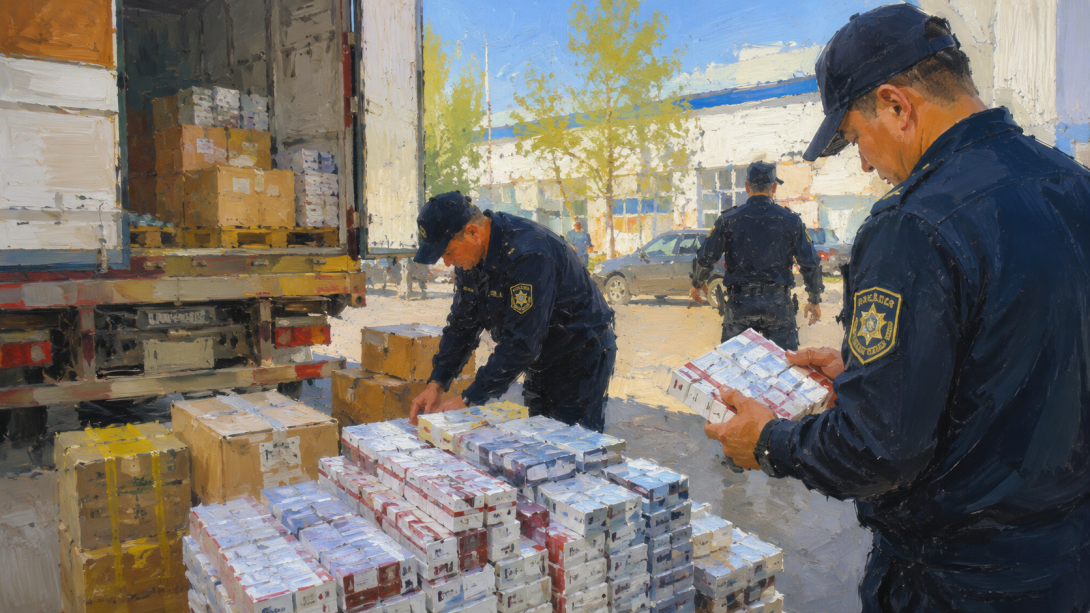 контрабанда сигарет, Жамбылская область, АФМ, немаркированные сигареты, Хавала, Тараз, Кыргызская Республика